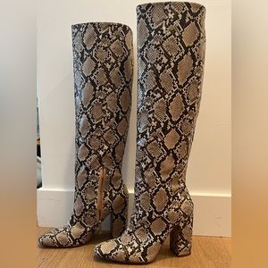 Zara snakeskin boots tall heel 39